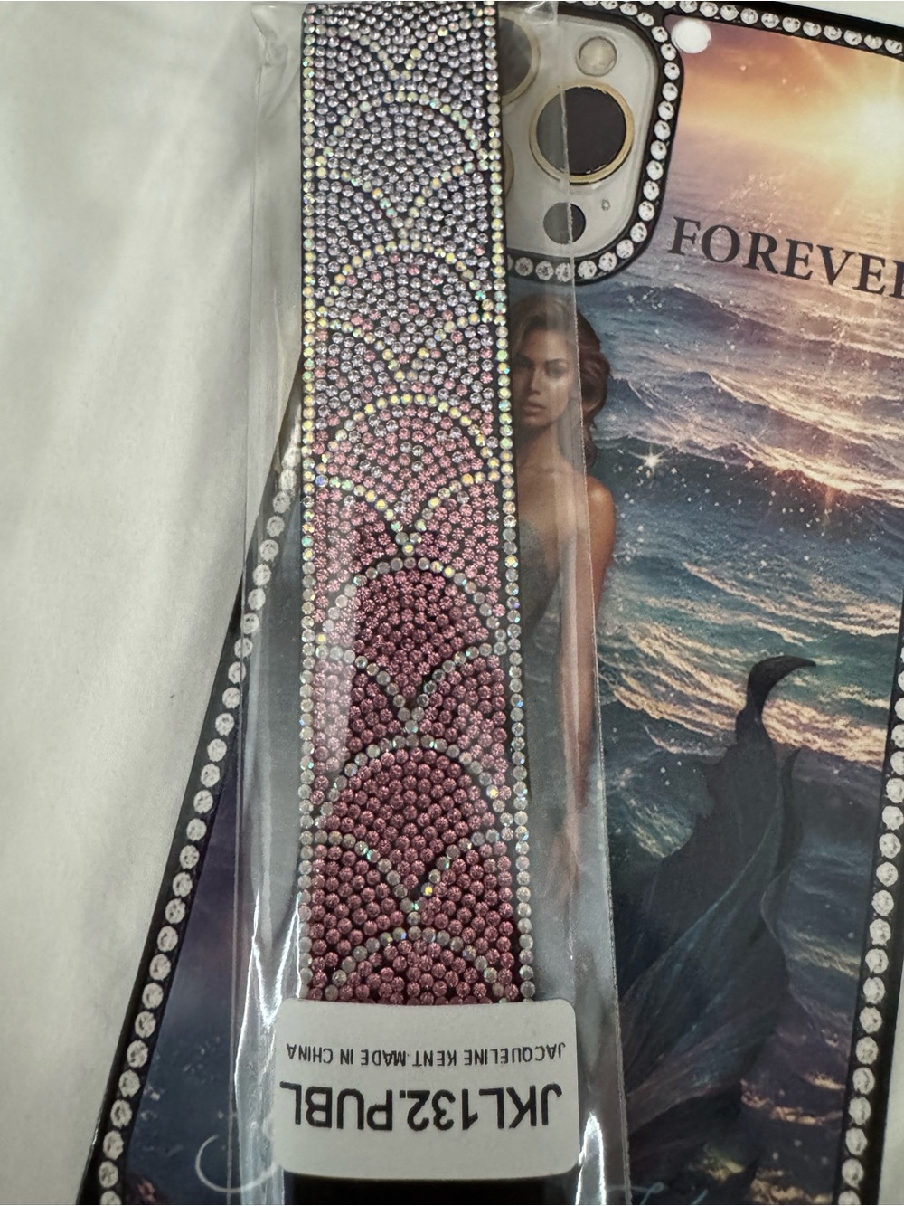 Sparkling Pink Rhinestone Phone Wrist Strap- New - Two sided